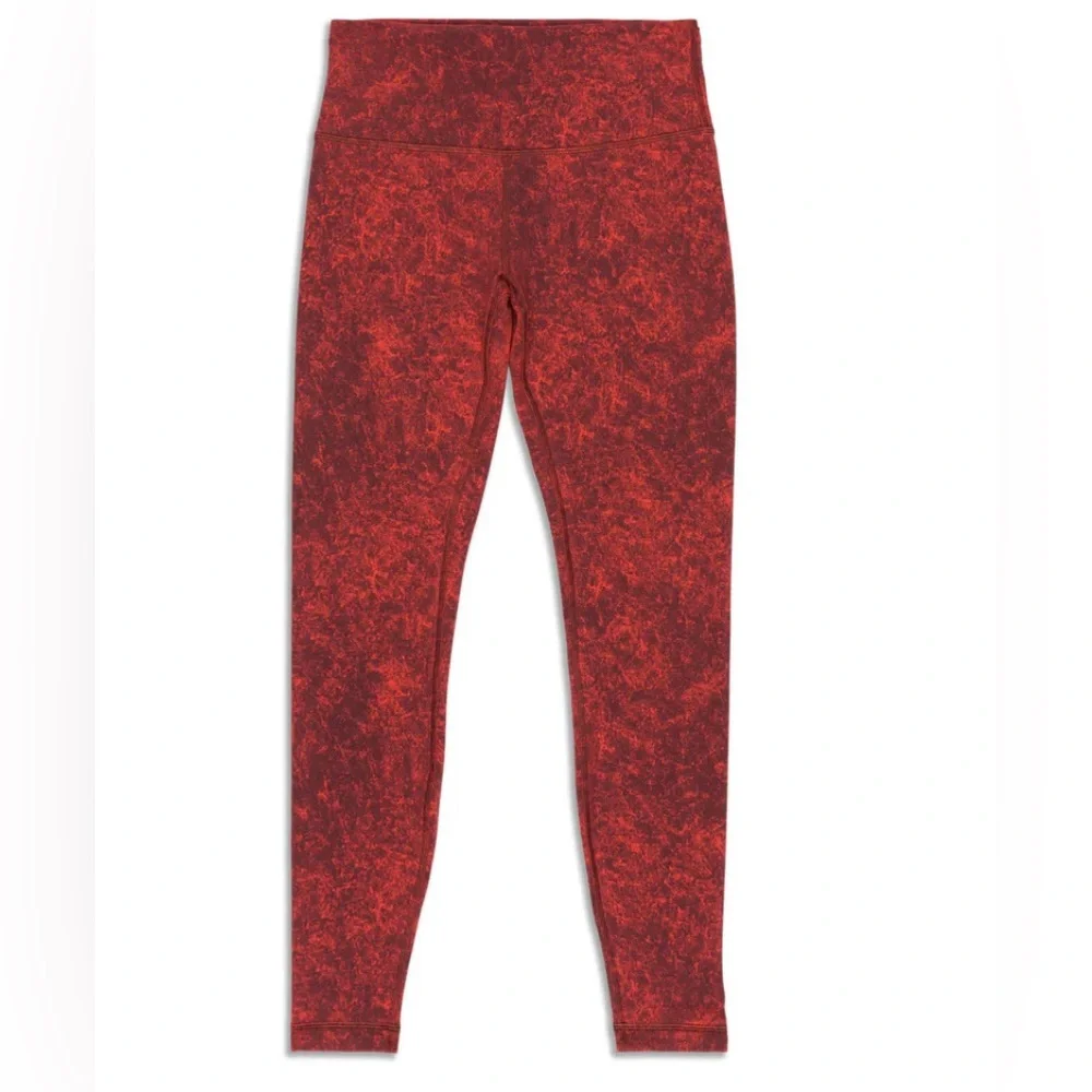 NWT Lululemon Wunder Train HR Tight 25” Autumn Red Black Denim Wash Print Sz. 20